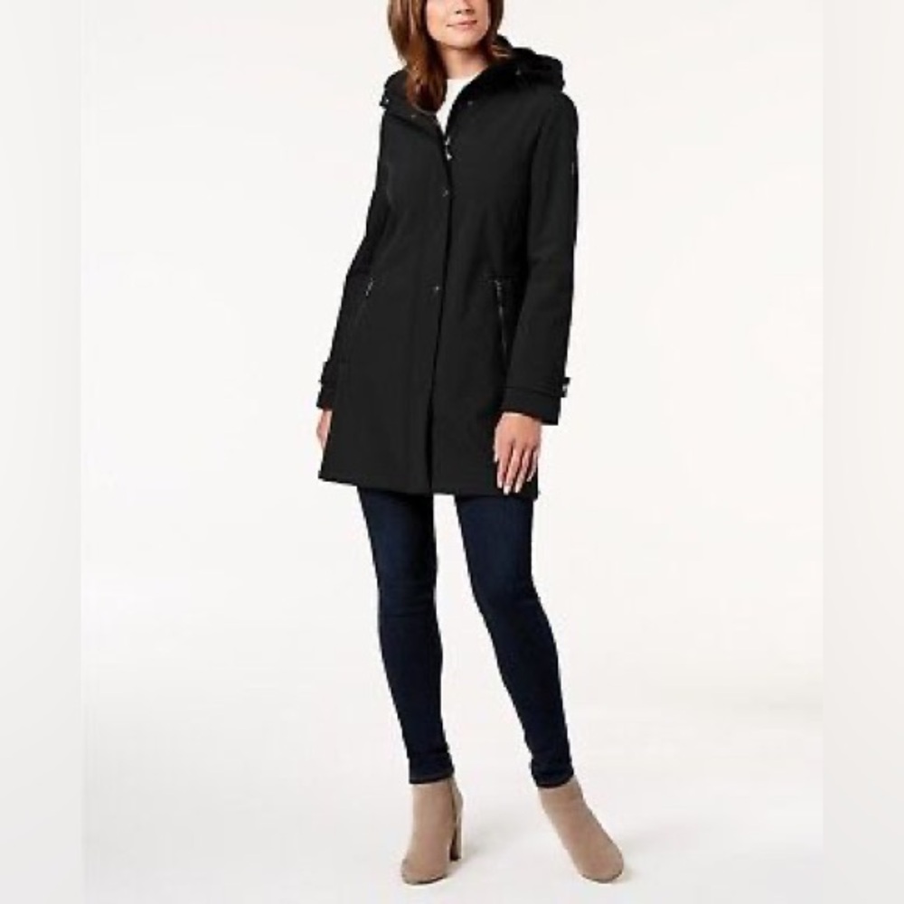 Calvin Klein Black Women’s Trench-Style Coat, Rain Repellent and Soft Lined